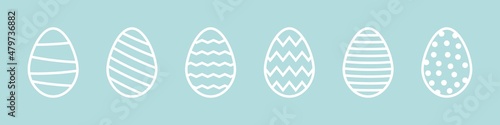 Easter egg. Ornament easter eggs set. Vector outline ornament sign. Easter icon isolated on white background.