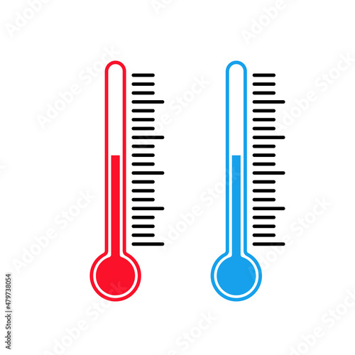 Thermometer icon. Temperature control concept. High and low temperature. Vector on isolated background. EPS 10