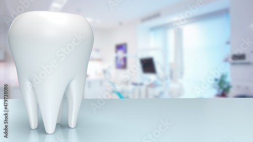 The white tooth in dentist clinic   for  health or medical concept 3d rendering