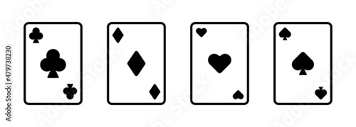 Playing card icon set. Poker and casino game cards. Vector on isolated background. EPS 10