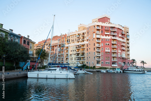 VALENCIA   SPAIN - DECEMBER 8  2021  traditional buildings of Port Saplaya  the Little Venice near Valencia  Spain