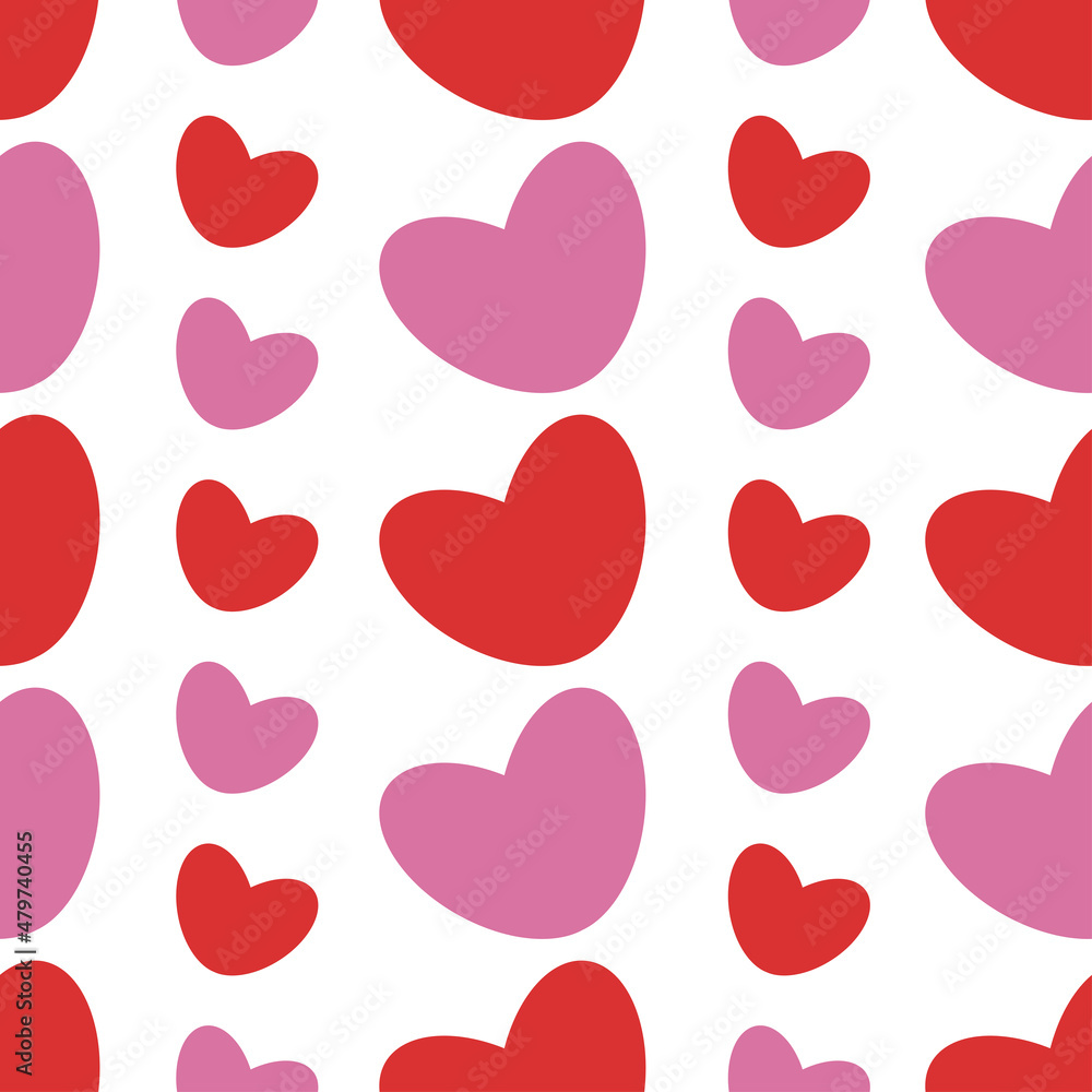 pattern with hearts of different sizes, love print, cute ornament for notebooks and textiles