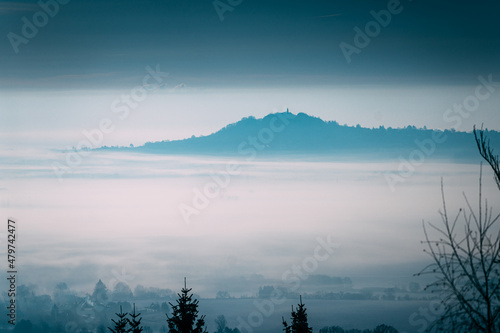 big hill at misty morning in the mountains © jedla