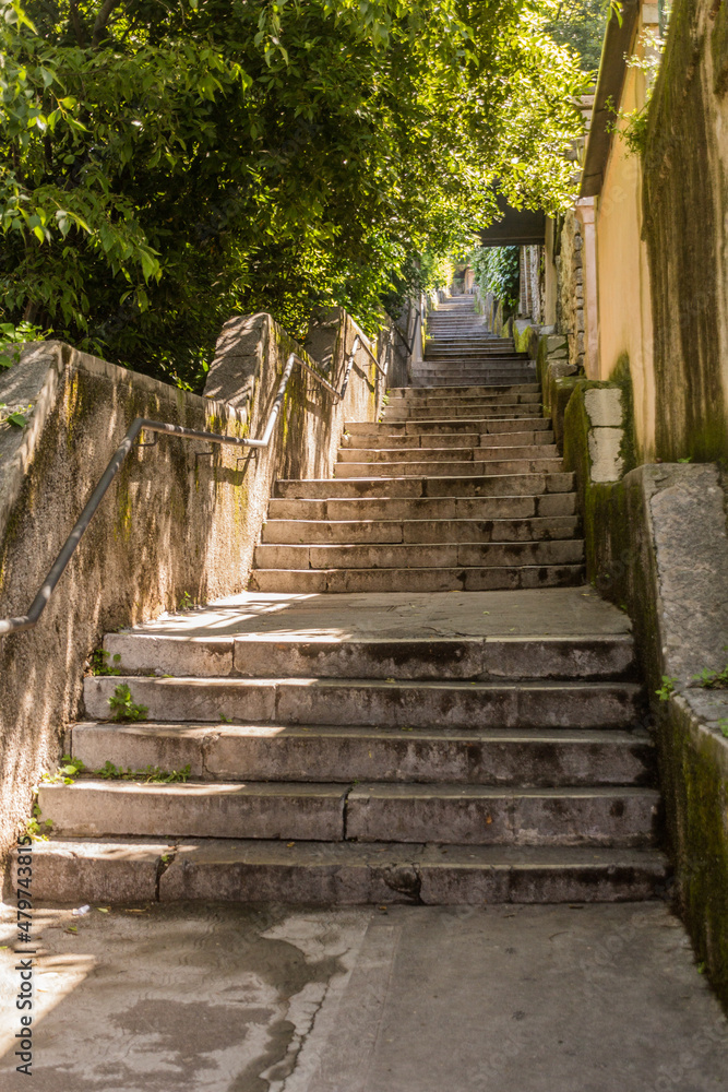 Steps to Trsat castle in Rijeka, Croatia