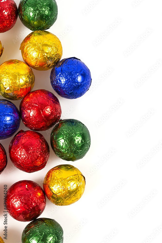 chocolate candies wrapped in colorfull shining paper chocolate candies wrapped in colorfull shining paper