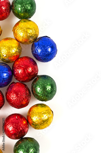 chocolate candies wrapped in colorfull shining paper