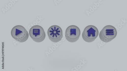Icons, buttons, navigation, 3d, 3d rendering, start