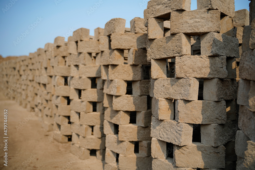 Fototapeta premium Brick factory in indian village