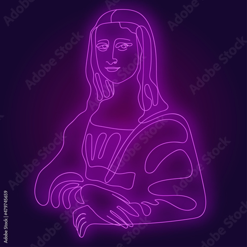 mona lisa neon silhouette 