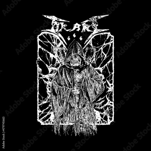 dark art heavy metal illustrations. death metal t shirt Fototapet