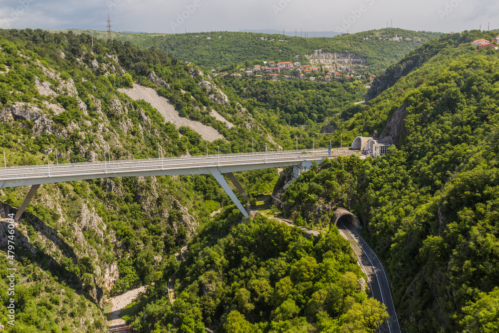 View of A7 freeway and D3 road near Rijeka, Croatia