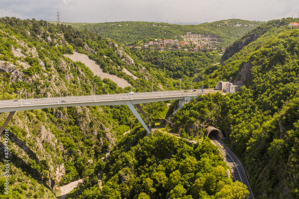 View of A7 freeway and D3 road near Rijeka, Croatia