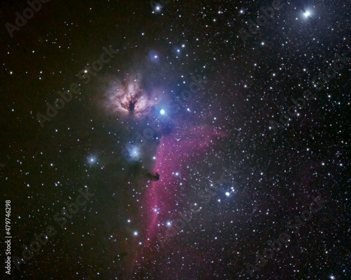 Tableau sur toile Horsehead and Flame nebulae