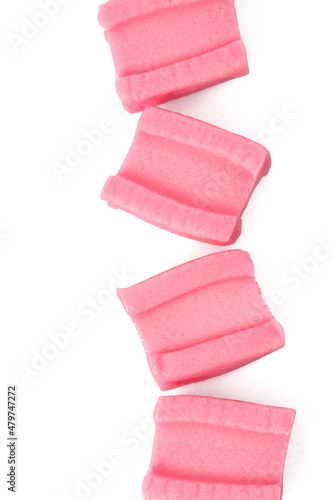 bubble gum cubes isolated on white backgroud