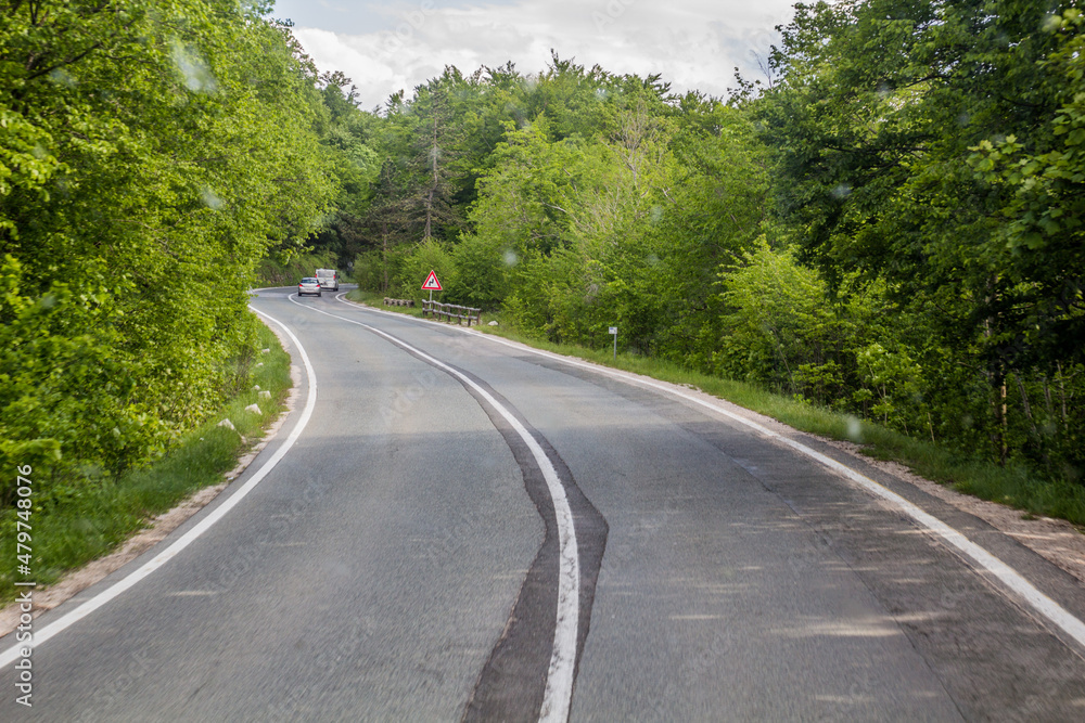 Road number 1 near Plitvice lakes, Croatia