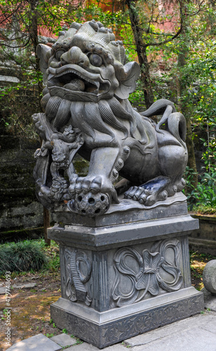 Lion Stone Sculpture in Ancient Chinese Architecture