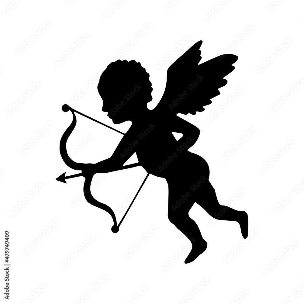 Vector cupid silhouette isolated on white background Vector cupid silhouette isolated on white background