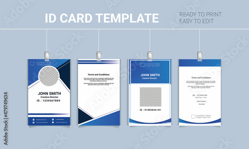 Id Card Vector Design Template with photo space  and ready to print