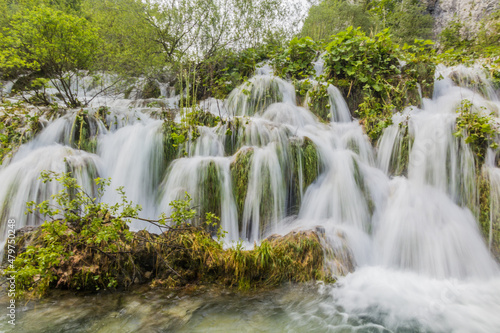 Big cascades in Plitvice Lakes National Park  Croatia