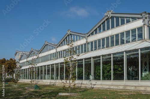 exterior of the Arganzuela crystal palace in Madrid Rio. Madrid. Spain