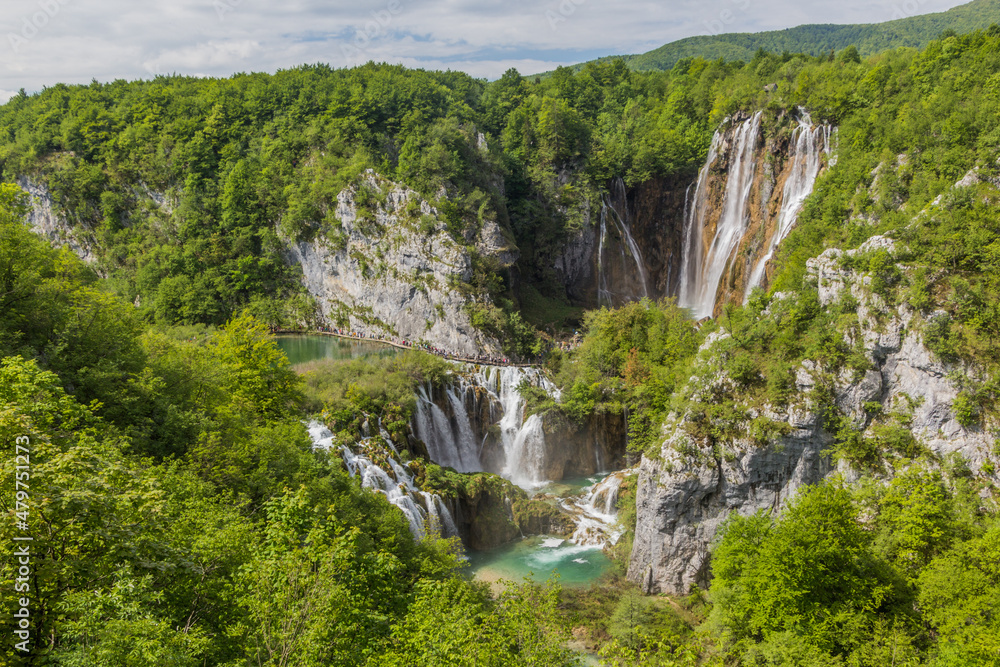 Sastavci and Veliki slap waterfalls in Plitvice Lakes National Park, Croatia