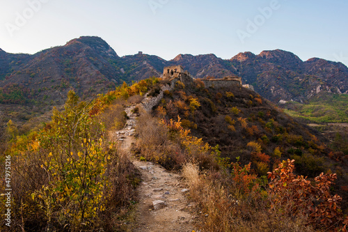 The Great Wall Landscape of Qingshan Pass, Ancient Chinese Architecture, Qianxi County, Hebei Province, China photo