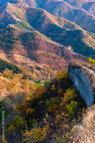 The Great Wall Landscape of Qingshan Pass, Ancient Chinese Architecture, Qianxi County, Hebei Province, China photo