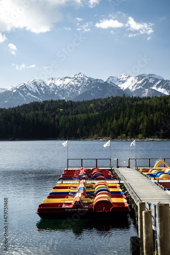 Colorful boats on a lake in bavaria