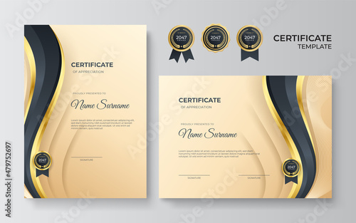 Premium professional black gold certificate design template