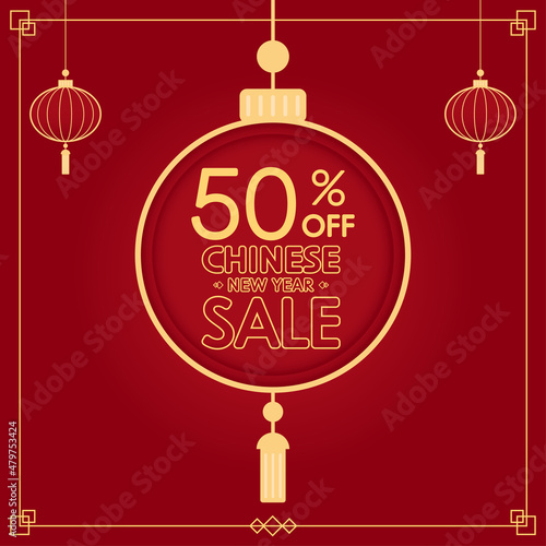 Chinese new year sale poster. Happy Chinese new year 2022. Chinese New Year Sale Promotion Template. Sale tag vector.