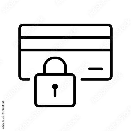 Blocked credit card line icon vector illustration. Minimalistic locked financial banking transaction