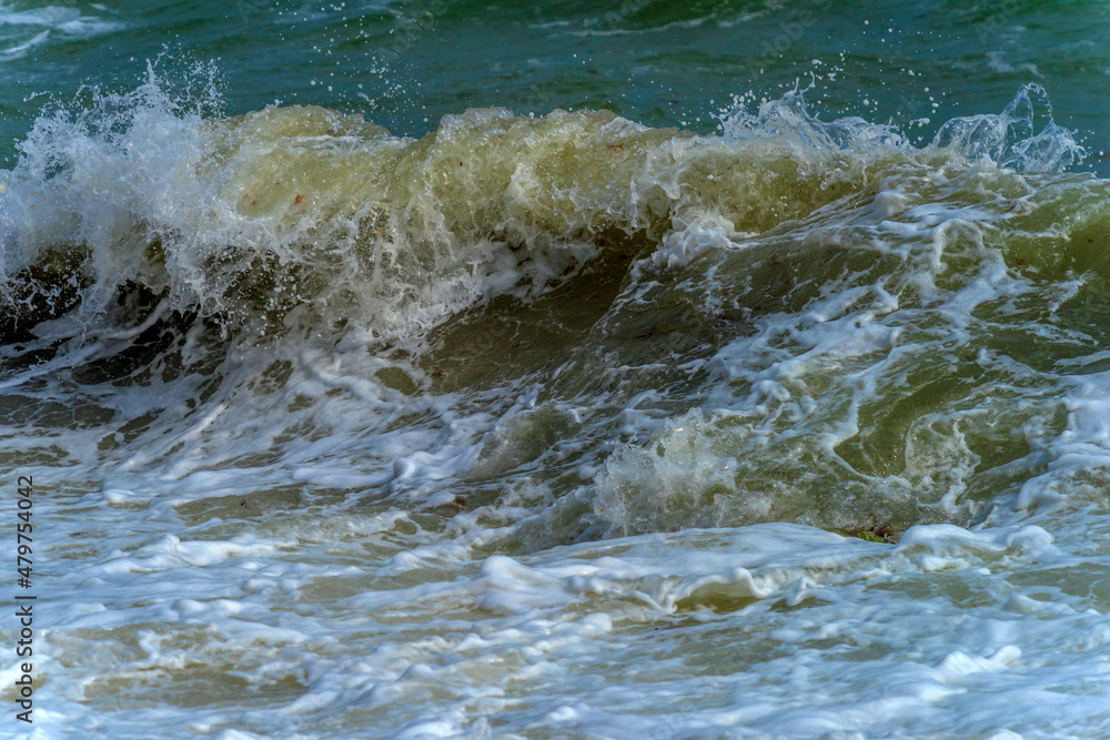 Fototapeta premium waves along the coast during a storm