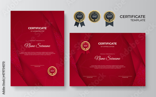 Minimalism geometric red certificate design template