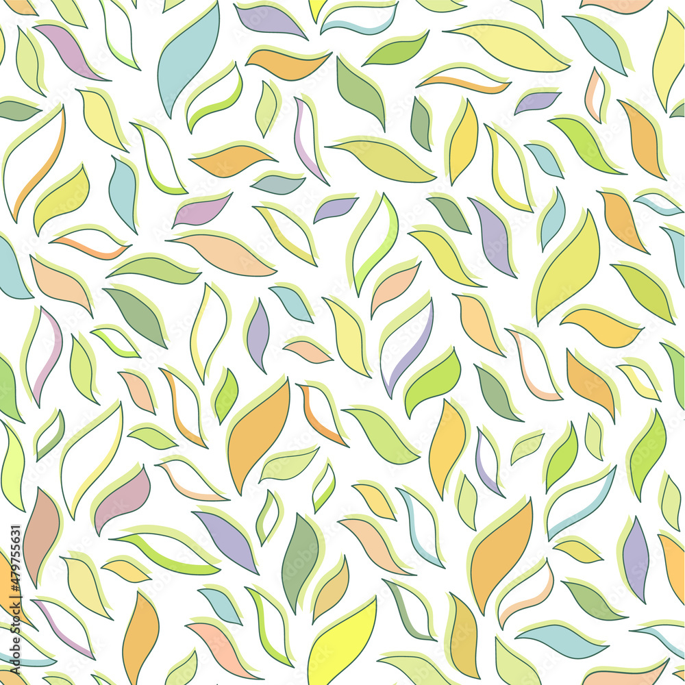 Fototapeta premium Vector hand drawn colourful spring leaves