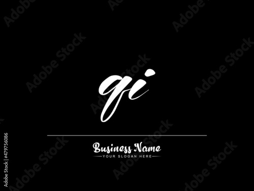 Signature QI Fashion Logo, Qi q i monogram logo template vector stock