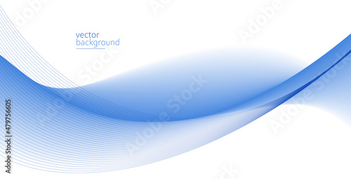 Flowing blue curve shape with soft gradient vector abstract background, relaxing and tranquil art, can illustrate health medical or sound of music. photo