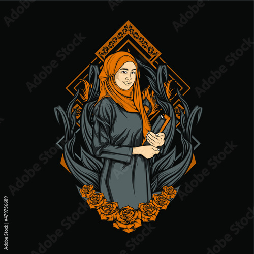 ramadhan hijab girl illustration