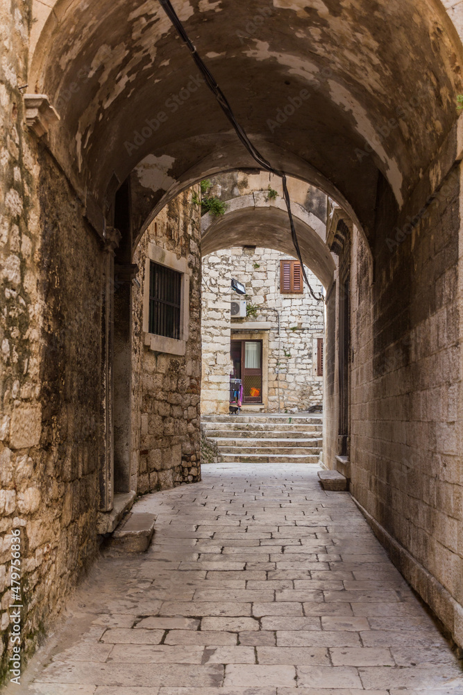 Narrow alley in Sibenik, Croatia