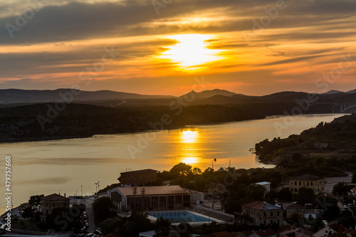 Sunset at Sibenski zaljev bay near Sibenik, Croatia