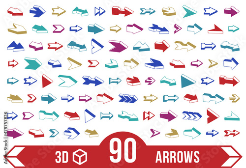 3D vector arrows big set, s...