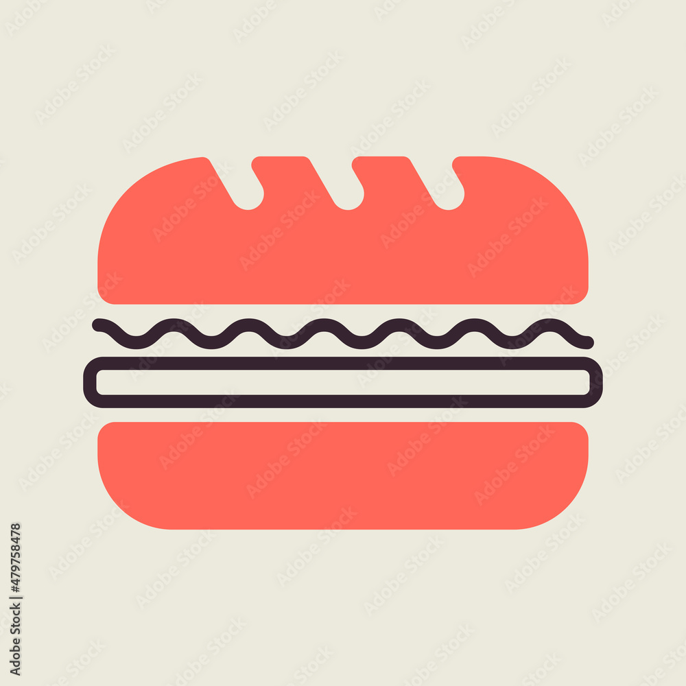Subway Sandwich vector icon. Fast food sign Subway Sandwich vector icon. Fast food sign