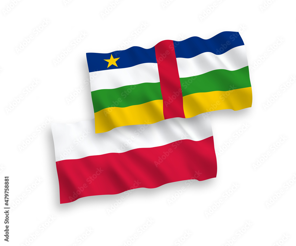 Fototapeta premium Flags of Central African Republic and Poland on a white background
