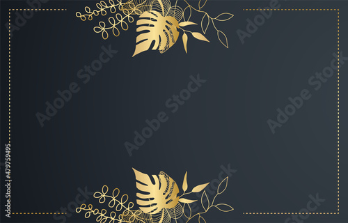 Modern black and gold floral abstract background
