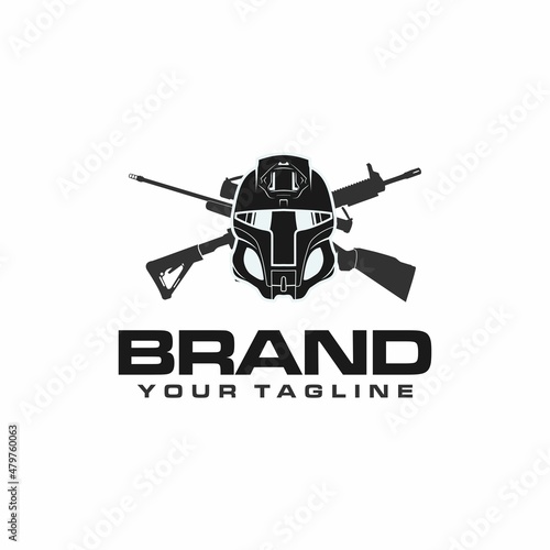 mask and weapon logo