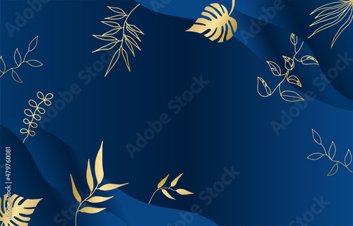 Blue and gold floral abstract background