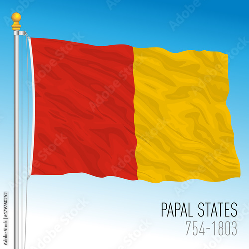 Papal States historical flag, old italian country, 754 - 1803, vector illustration photo