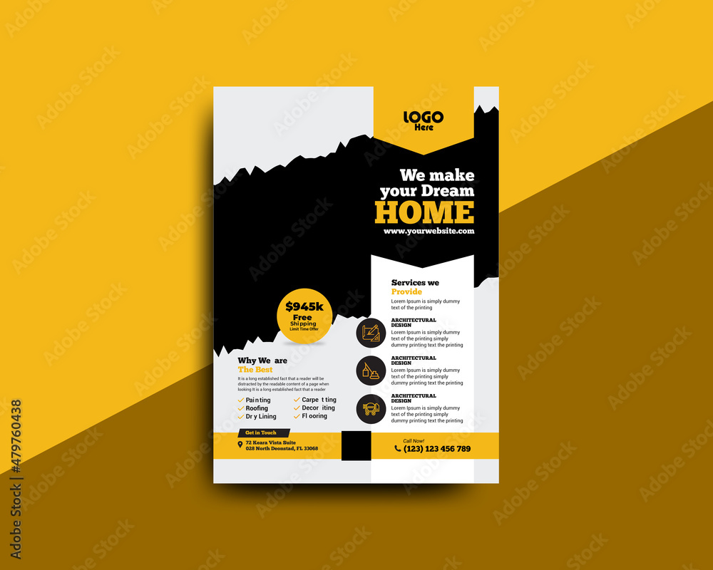 Construction Flyer Template Design Stock Vector Adobe Stock