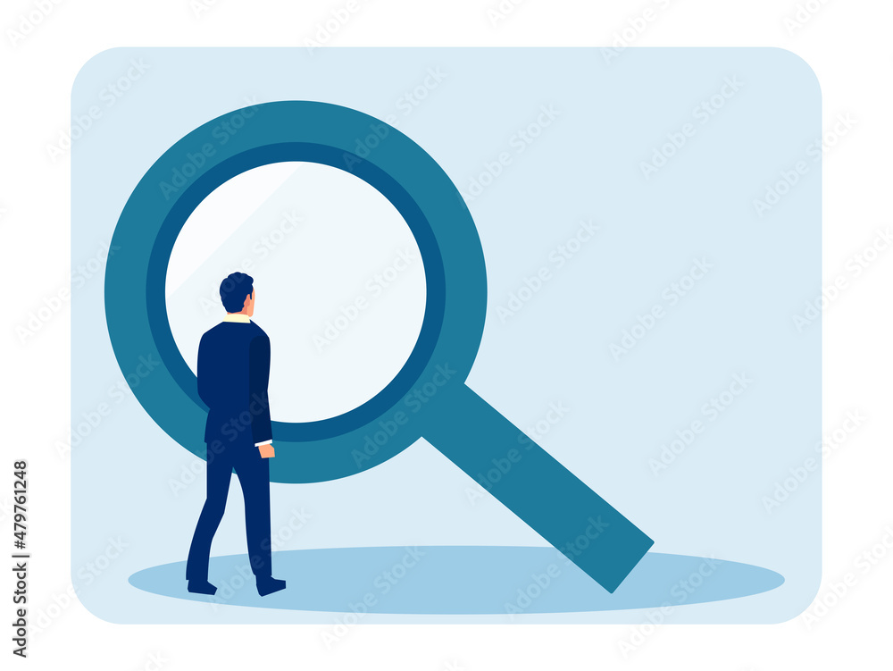 Vector of a business man looking through a magnifying glass Vector of a business man looking through a magnifying glass