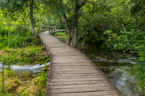 Boardwalk over Krka river in Krka national park  Croatia