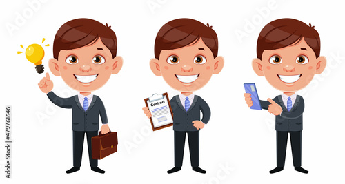 Handsome business man cartoon character